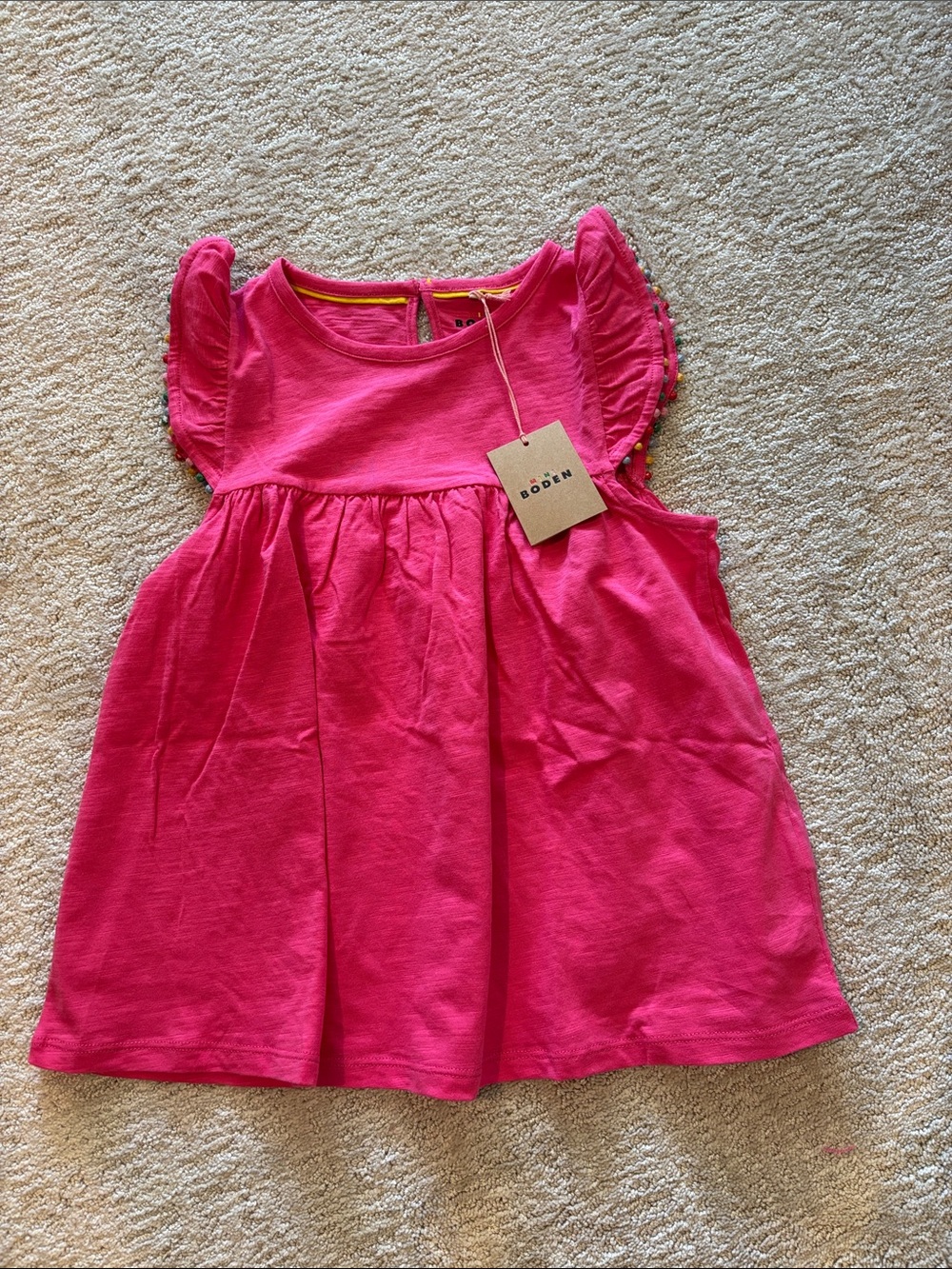 Boden Girls Bright Pink Flutter-Sleeve Knit top